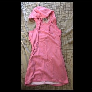 Pink hooded sweatshirt dress